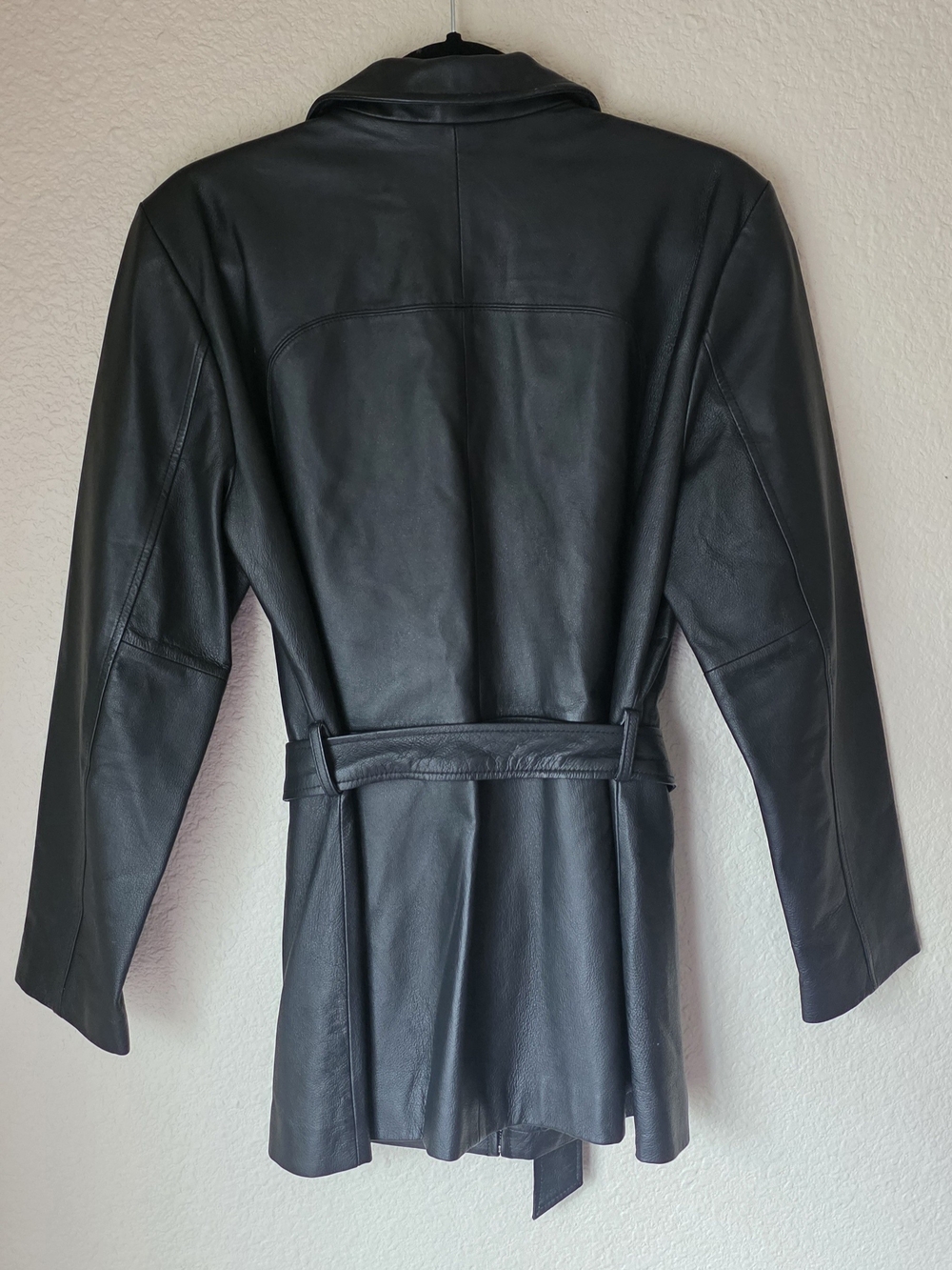 Vintage Worthington| Black Lambskin Leather Belted Women's Jacket - Moto Style M - Picture 6 of 11